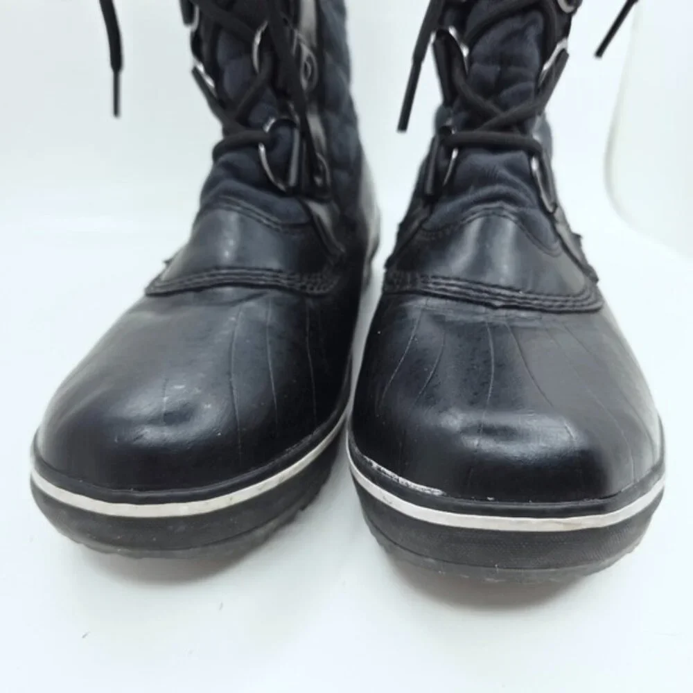 JBU Lorna Black Faux Fur Lined Quilted Lace Up Winter Snow Boots Women's Size 6